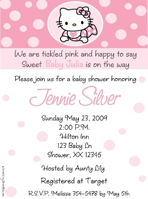 Estilo de invitaciones para baby showers: Hello Kitty